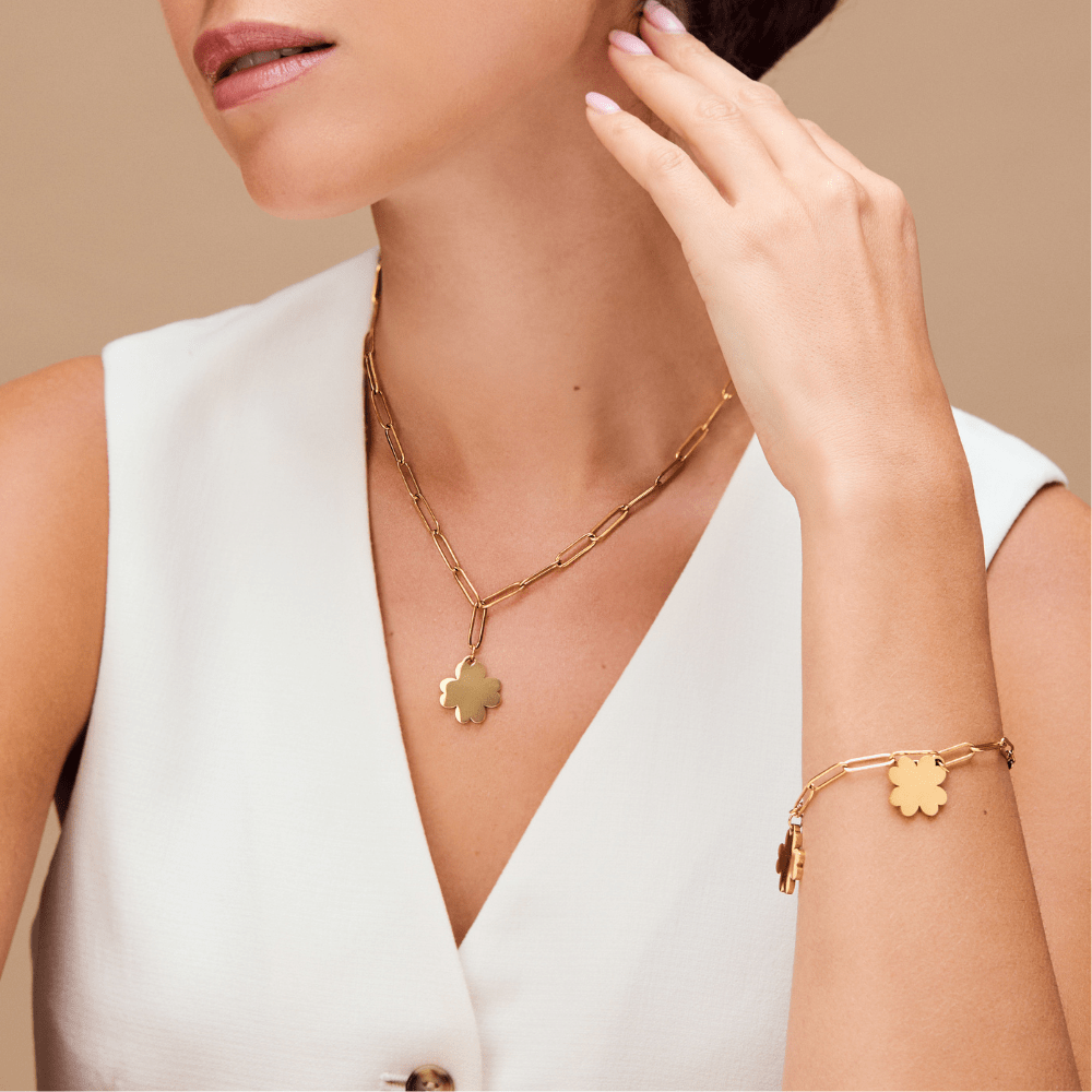 Charm Bracelet LUXE Polished Clover Charm Bracelet Orelia Jewellery