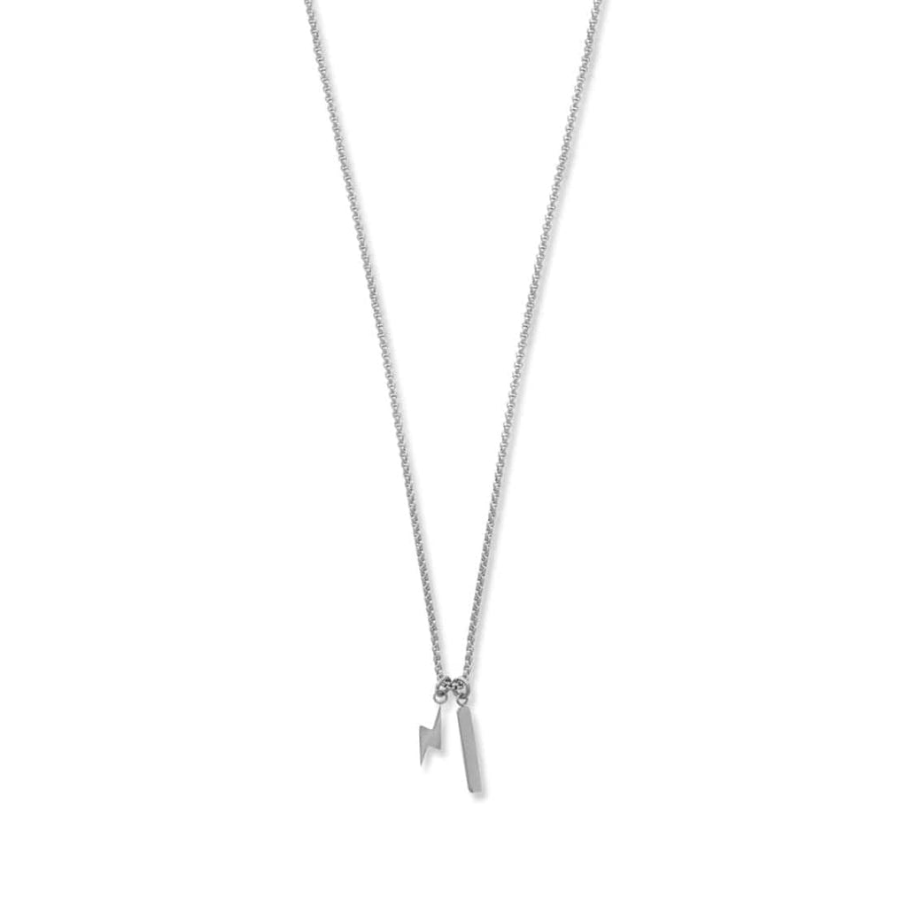 Lightning & Bar Cluster Necklace - Silver