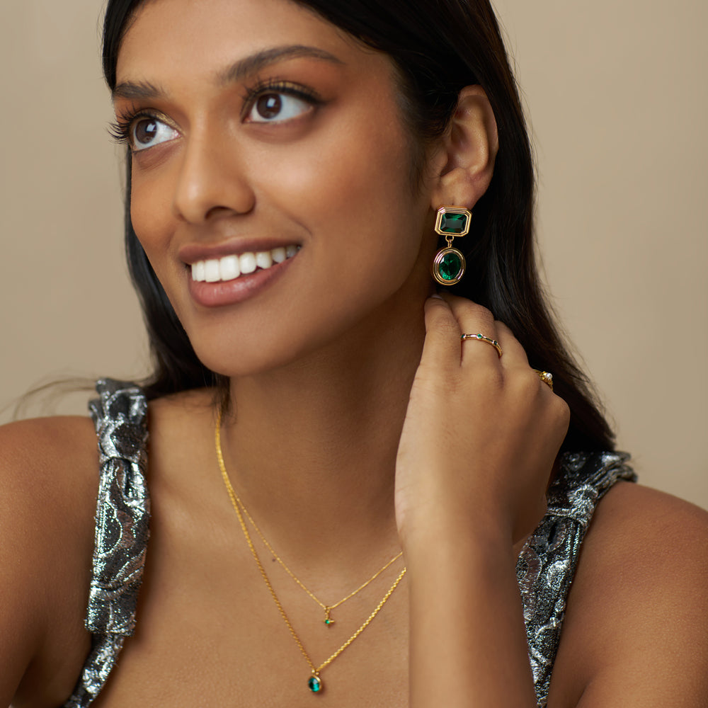 Collar Necklace ONE Micro Emerald Starburst Fine Collar Necklace Orelia Jewellery