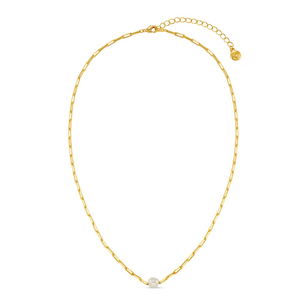 Collar Necklace ONE Stationed Pearl & Chain Link Necklace Orelia Jewellery