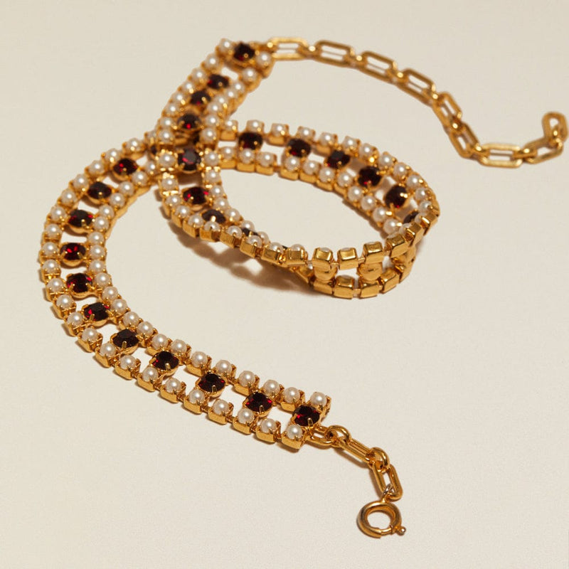 Collar Necklace ONE Vintage Pearl & Black Stone Collar Necklace Orelia Jewellery