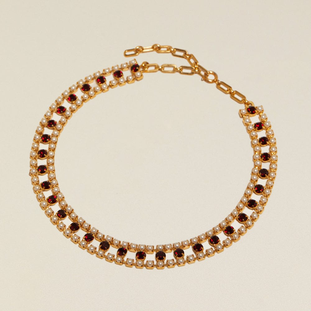 Collar Necklace ONE Vintage Pearl & Black Stone Collar Necklace Orelia Jewellery