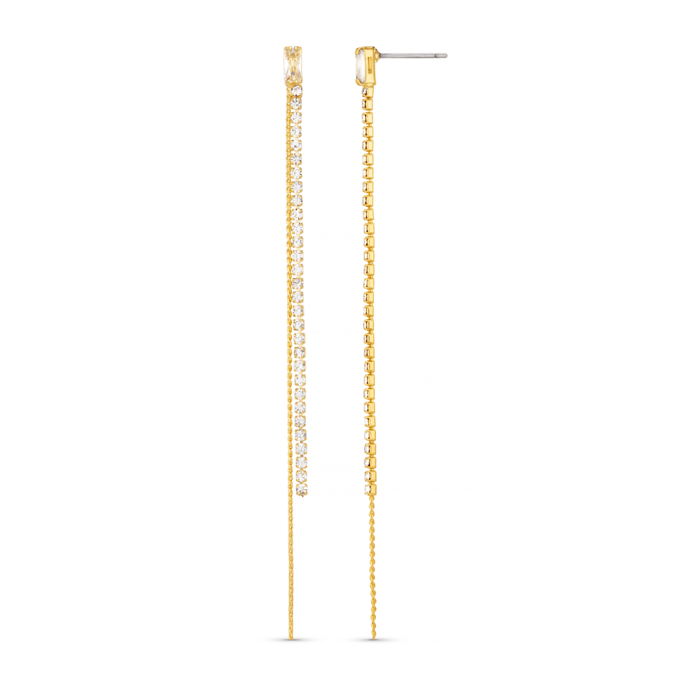 Drop Earrings Baguette & Crystal Chain Fine Drop Earrings Orelia Jewellery