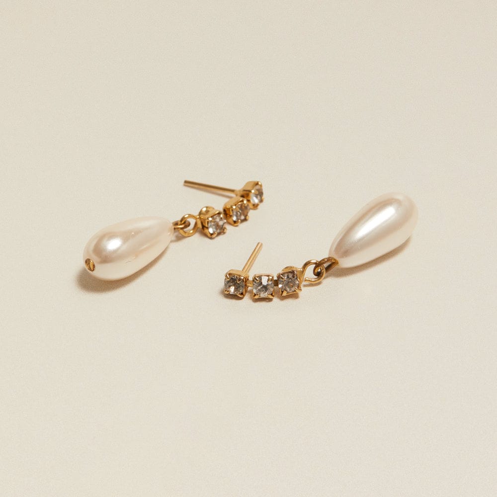 Drop Earrings Default Vintage Crystal & Drop Pearl Earrings Orelia Jewellery