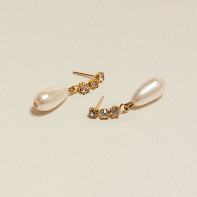 Drop Earrings Default Vintage Crystal & Drop Pearl Earrings Orelia Jewellery