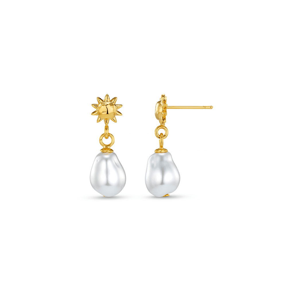 Drop Earrings Mini Molten Sun & Pearl Drop Earrings Orelia Jewellery
