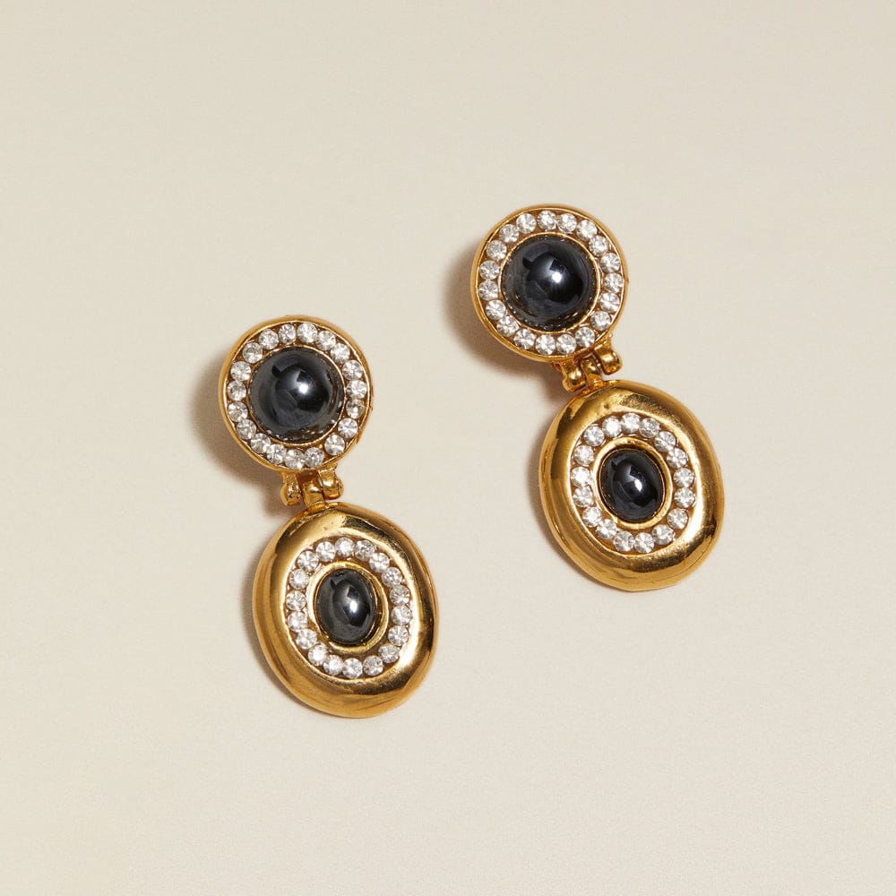 Drop Earrings ONE Vintage Black & Crystal Drop Clip-On Earrings Orelia Jewellery