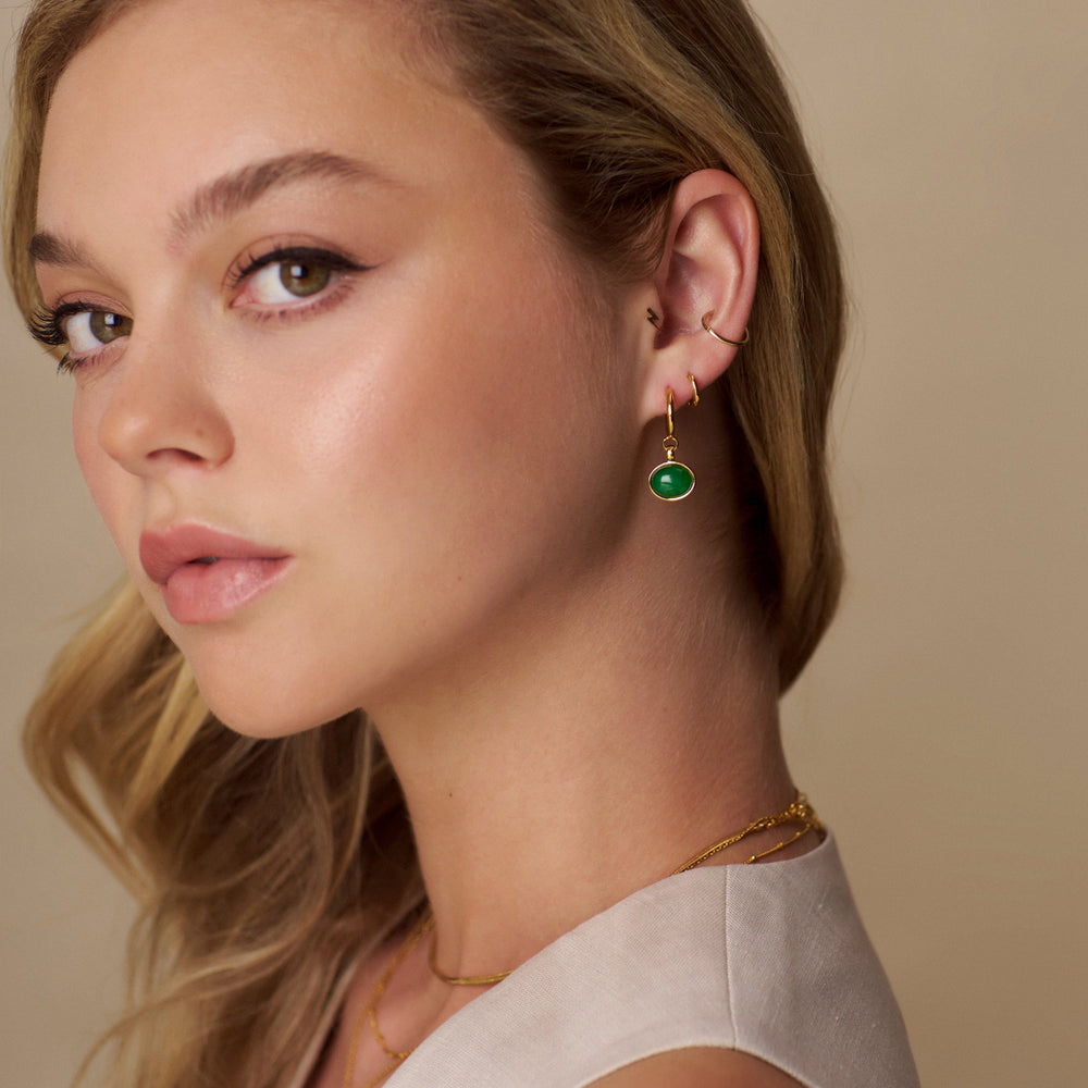 Drop Earrings Semi-Precious Green Drop Hoop Earrings Orelia Jewellery