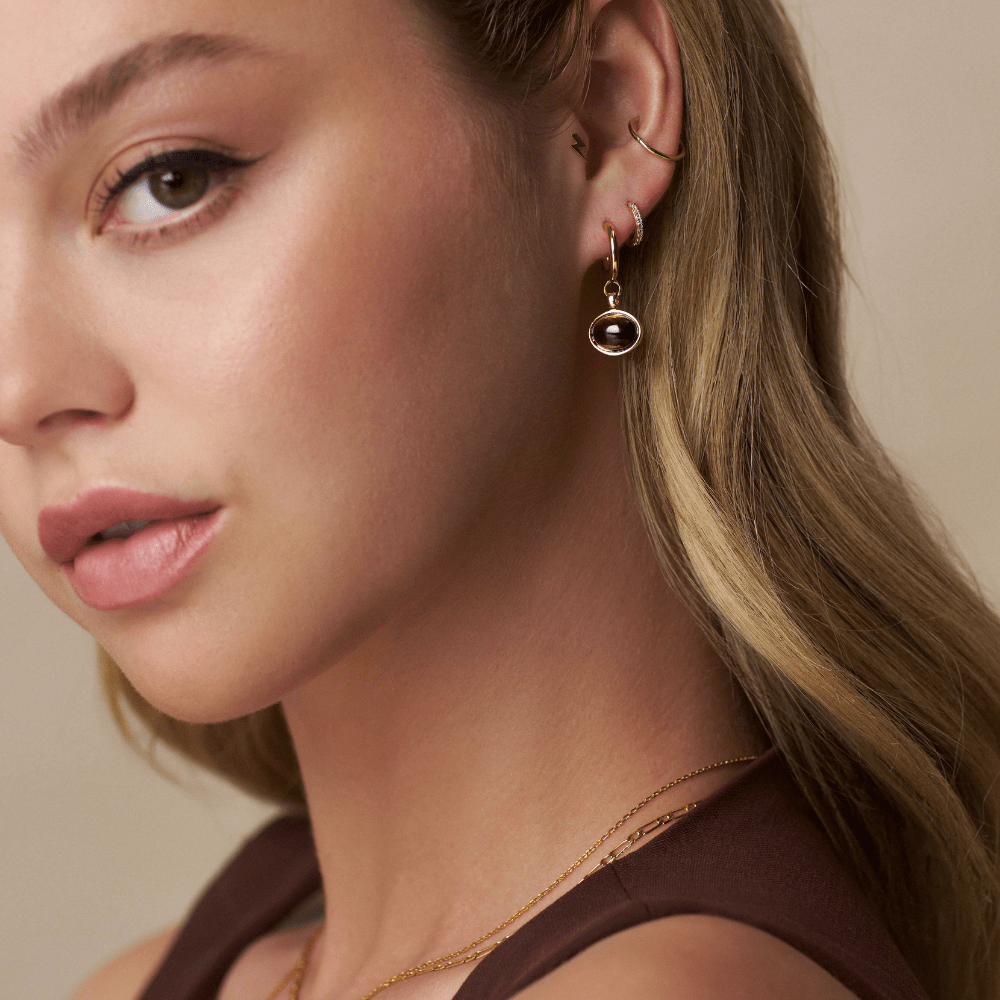 Drop Earrings Semi Precious Tigers Eye Drop Hoop Earrings Orelia Jewellery