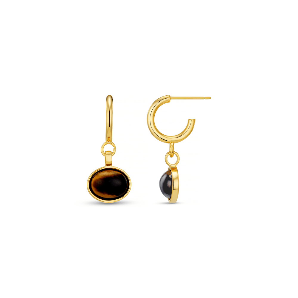 Drop Earrings Semi Precious Tigers Eye Drop Hoop Earrings Orelia Jewellery