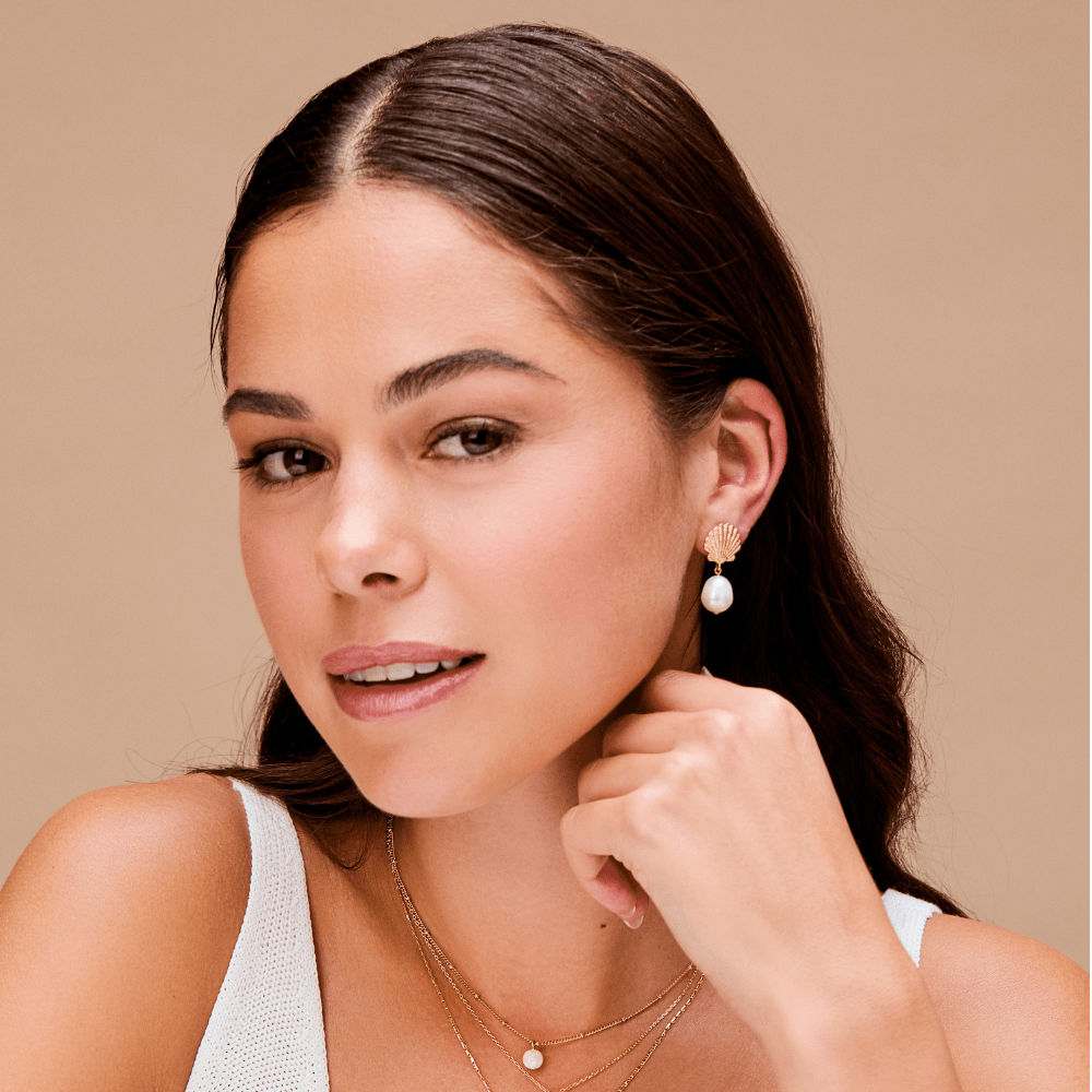 Drop Earrings Shell & Pearl Drop Earrings Orelia Jewellery
