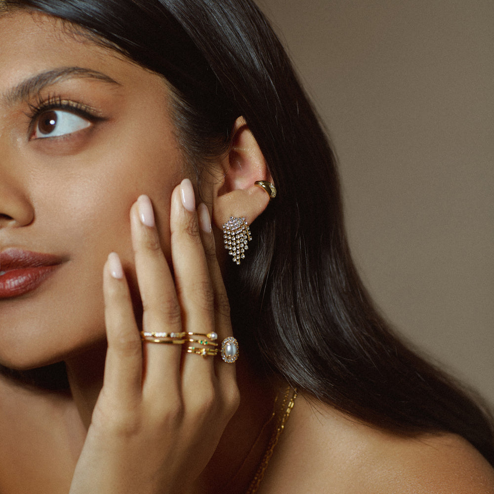 Ear Cuff ONE Crystal Starburst Domed Ear Cuff Orelia Jewellery