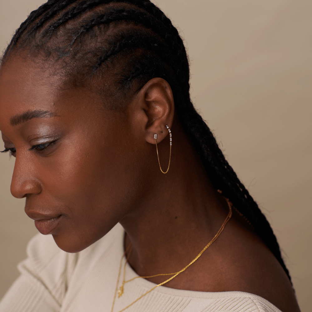 Ear Party Baguette Fine Chain Link Earring Orelia Jewellery