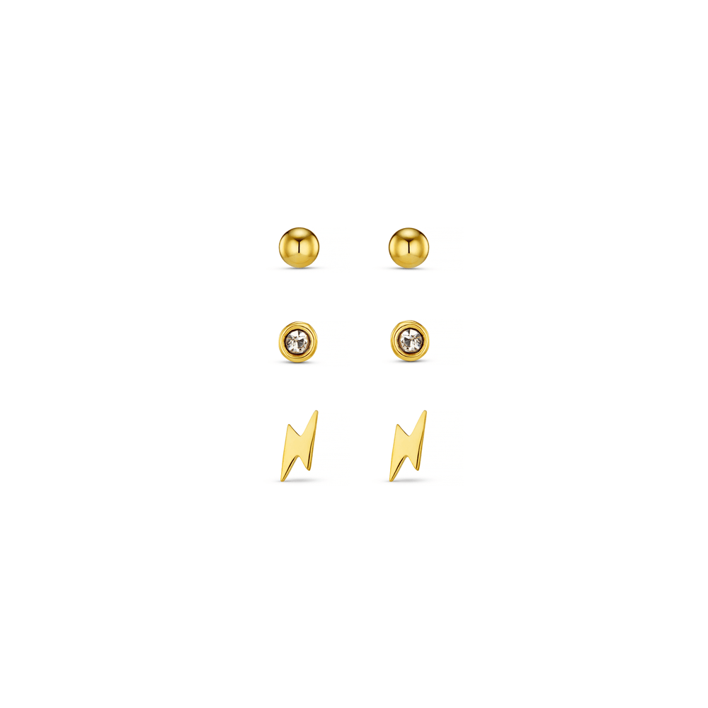 Ear Party Crystal Stud & Lightning Ear Party Made With Swarovski® Crystals - Gold Orelia Jewellery