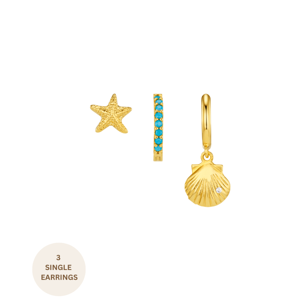 Ear Party Default Starfish & Shell Turquoise Ear Stacking Set Orelia Jewellery