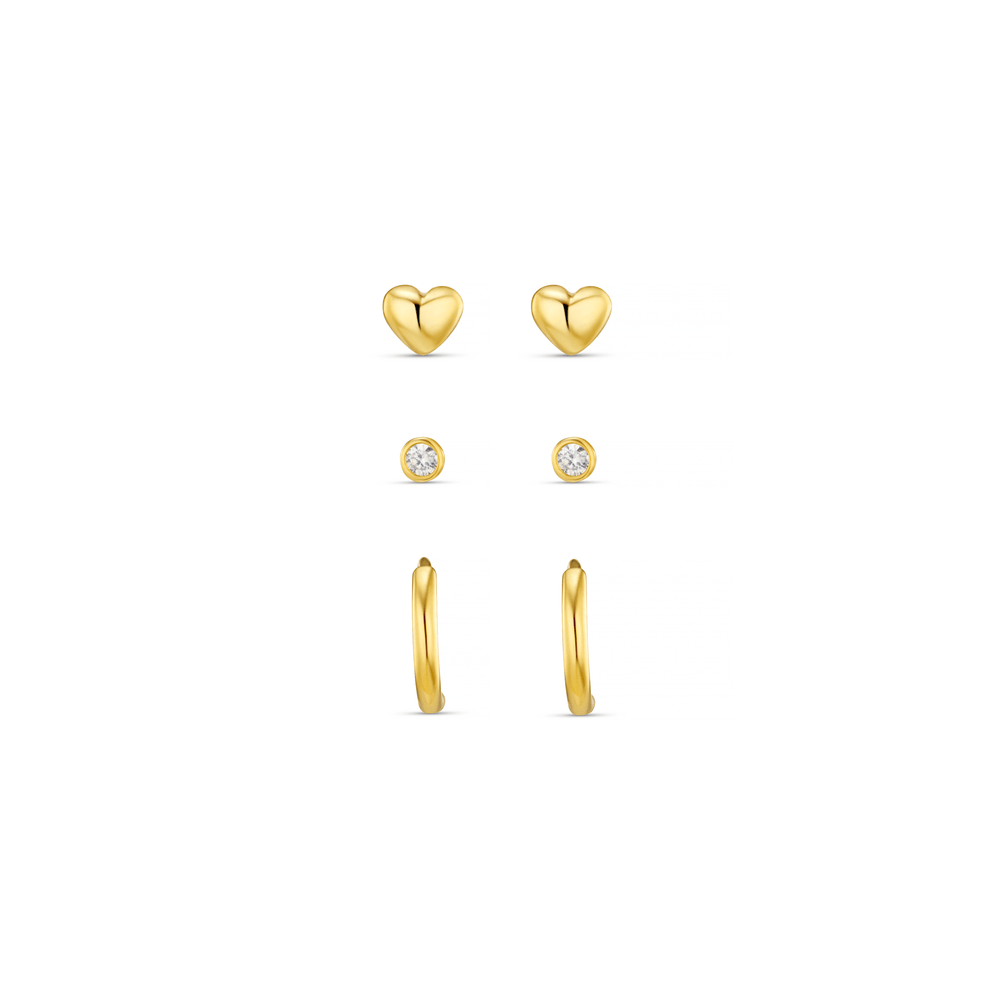 Ear Party Domed Heart, Crystal Stud & Micro Hoop Pack Orelia Jewellery