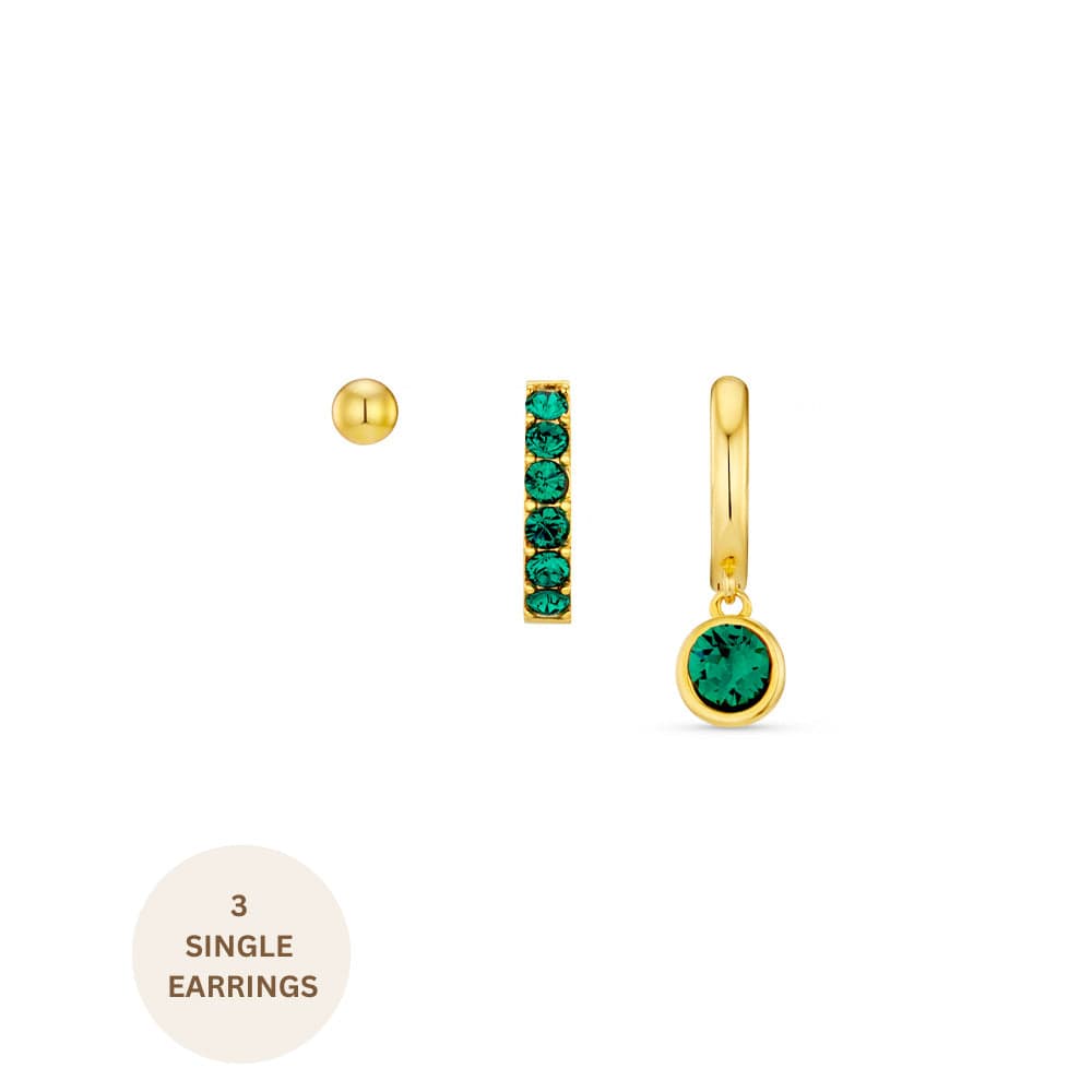Ear Party Emerald Ear Party Made With Swarovski® Crystals - Gold Orelia Jewellery