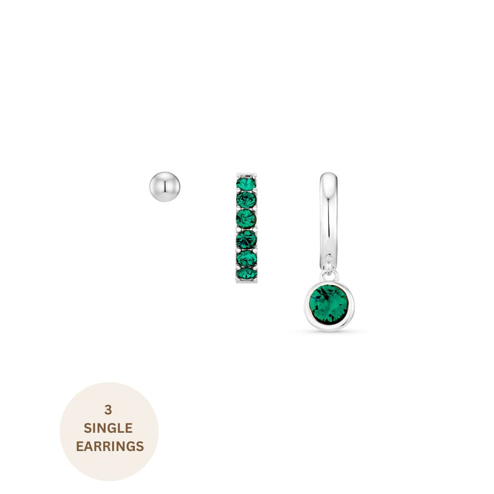 Ear Party Emerald Ear Party Made With Swarovski® Crystals - Silver Orelia Jewellery