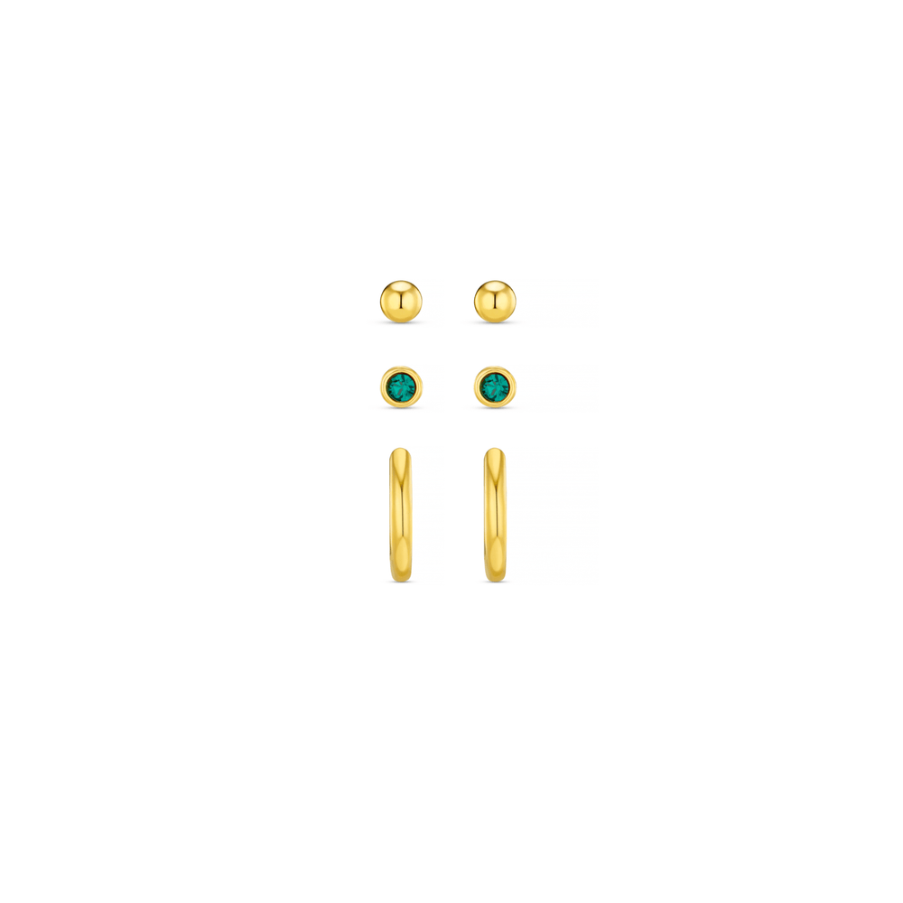 Ear Party Emerald Stud & Hoop Earrings Pack Made With Swarovski® Crystals Orelia Jewellery