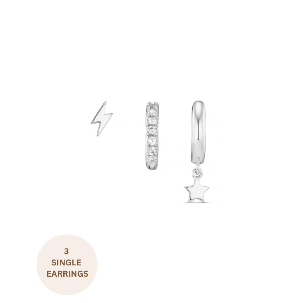 Ear Party Lightning & Star Ear Stacking Set - Silver Orelia Jewellery