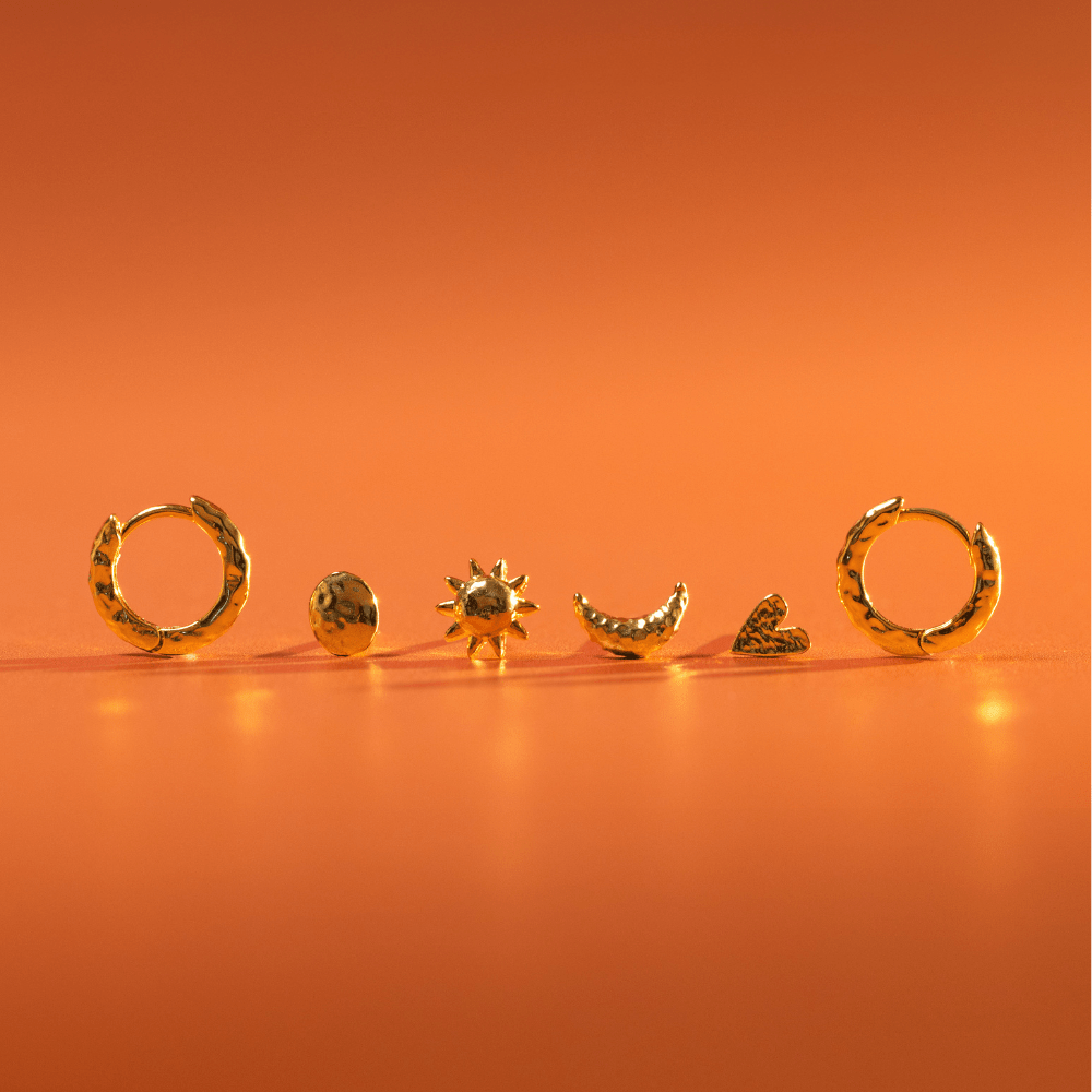 Earring Pack Molten Mixed Stud & Hoop Ear Pack Orelia Jewellery