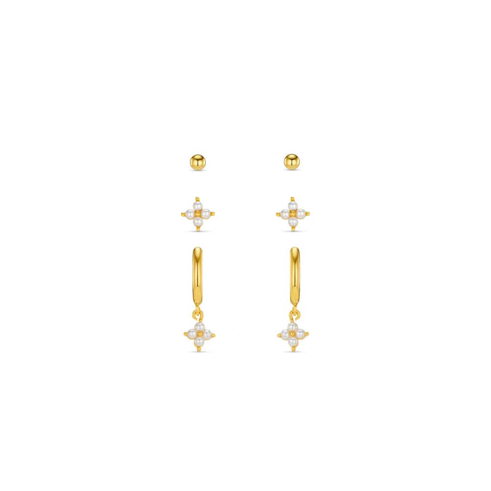 Earring Pack ONE Micro Floral Pearl Ear Stacking Set Orelia Jewellery