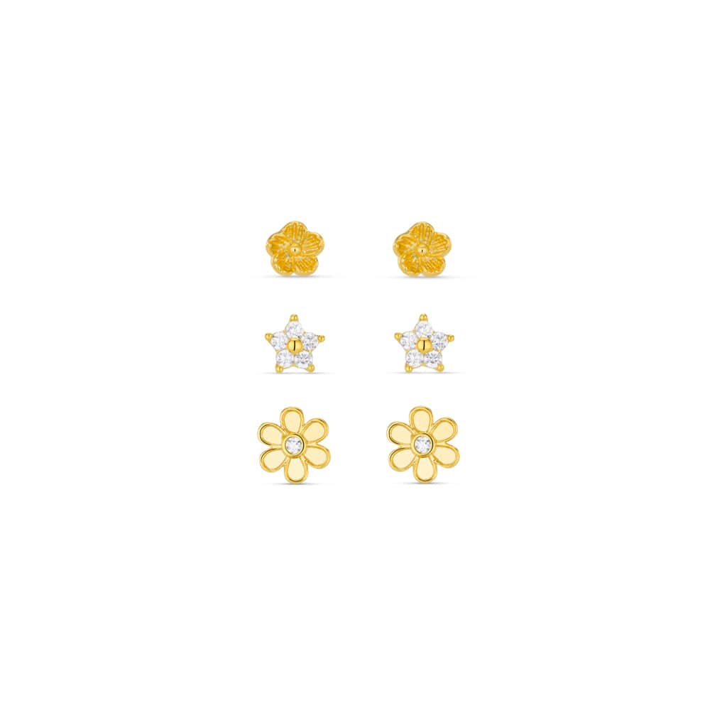 Earring Pack ONE Mixed Floral Stud Ear Stacking Set Orelia Jewellery