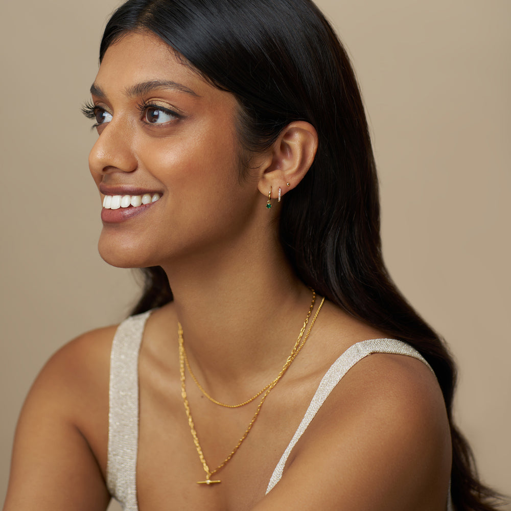 Earring Pack ONE Pavé Hoop & Emerald Drop Ear Stacking Set Orelia Jewellery