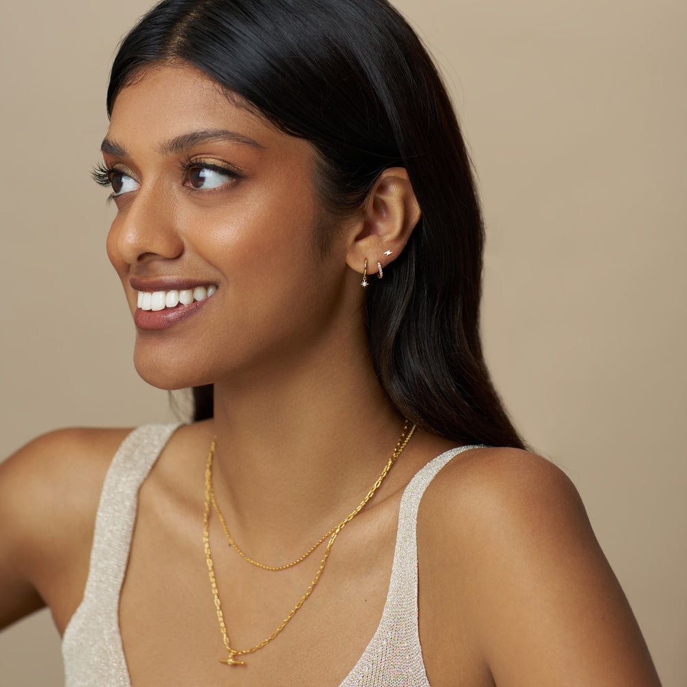 Earring Pack ONE Pavé Lightning & Starburst Micro Hoop Ear Stacking Set Orelia Jewellery