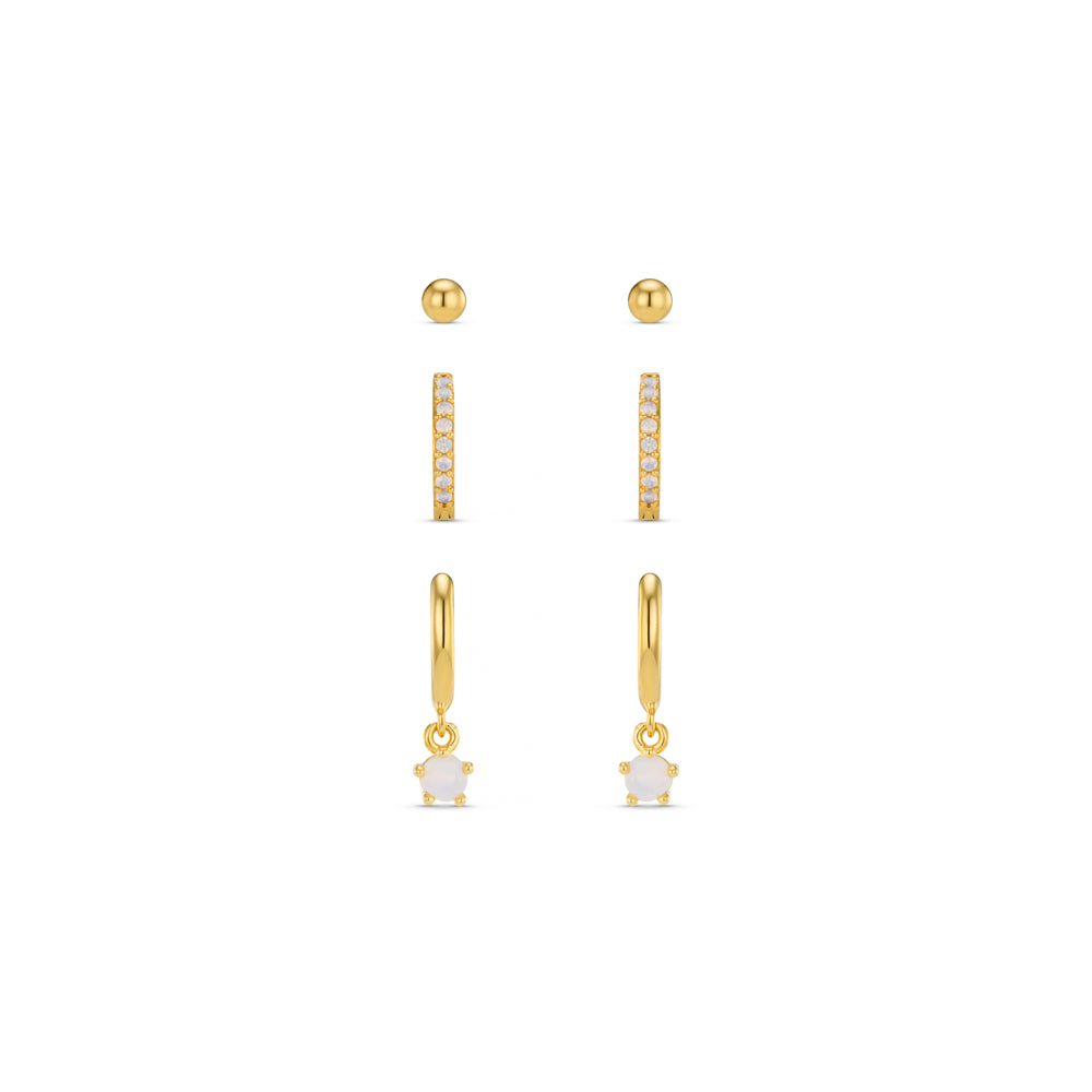 Earring Pack ONE Pavé Micro & Opal Drop Ear Stacking Set Orelia Jewellery