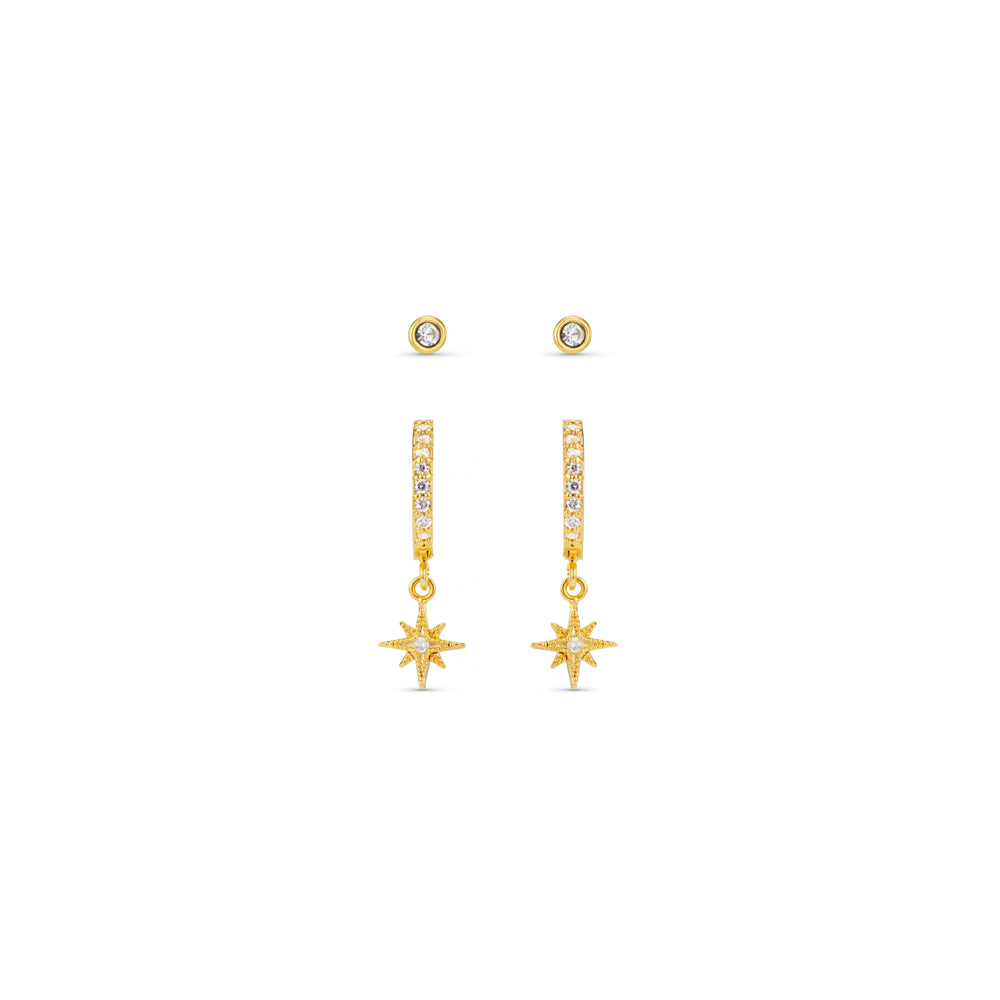 Earring Pack ONE Pavé Starburst Hoop & Stud Pack Orelia Jewellery