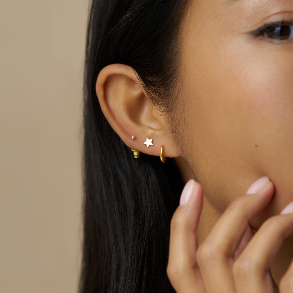 Earring Pack ONE Pearl & Star Micro Hoop Ear Stacking Set Orelia Jewellery