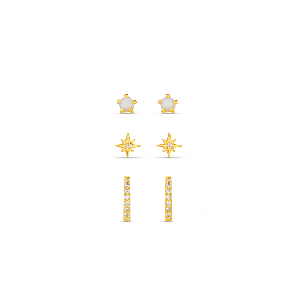 Earring Pack Pave Starburst & Opal Mini Micro Pack Orelia Jewellery