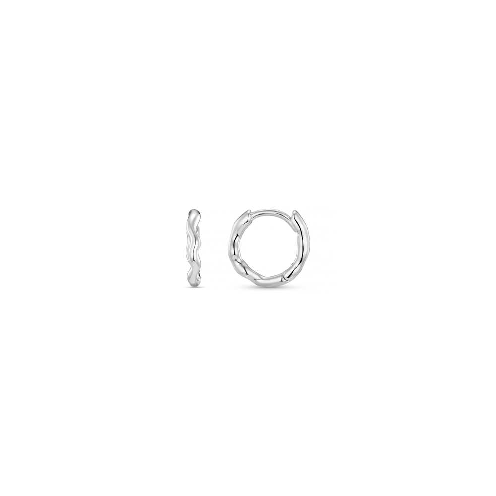 Earrings Organic Round Wave Huggie Hoops Silver Orelia Jewellery