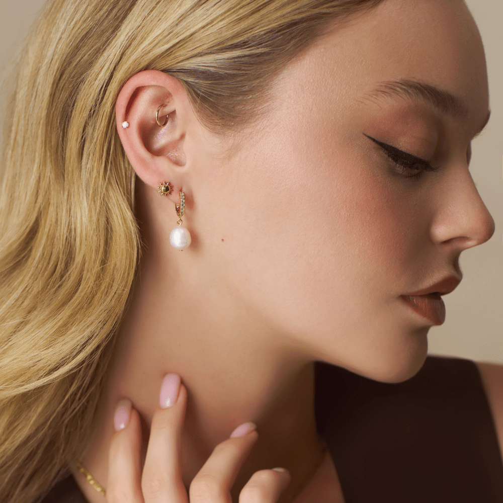 Earrings Pearl Drop & Pacific Opal Hoop Earrings Orelia Jewellery