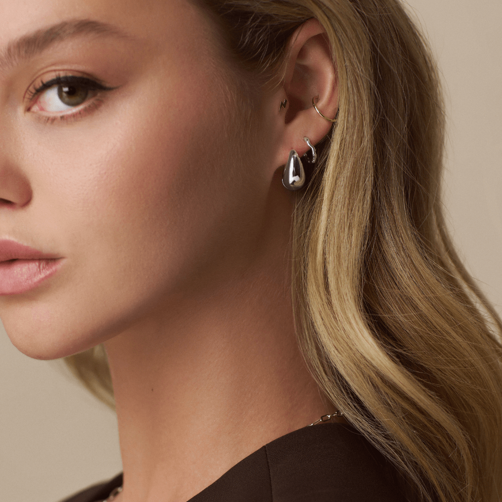 Earrings Polished Domed Taper Hoop Silver Orelia Jewellery