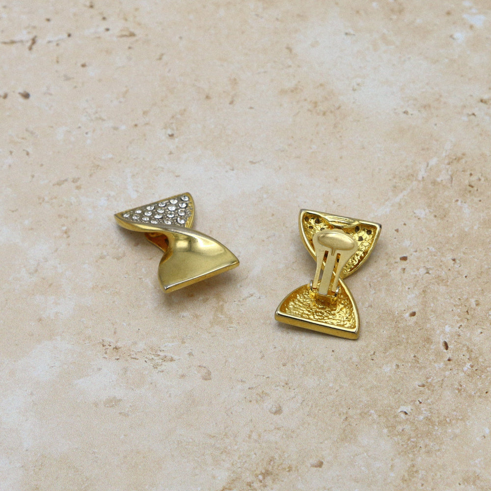 Earrings Vintage Mixed Pave Cluster Bow Clip On Earrings Orelia Jewellery