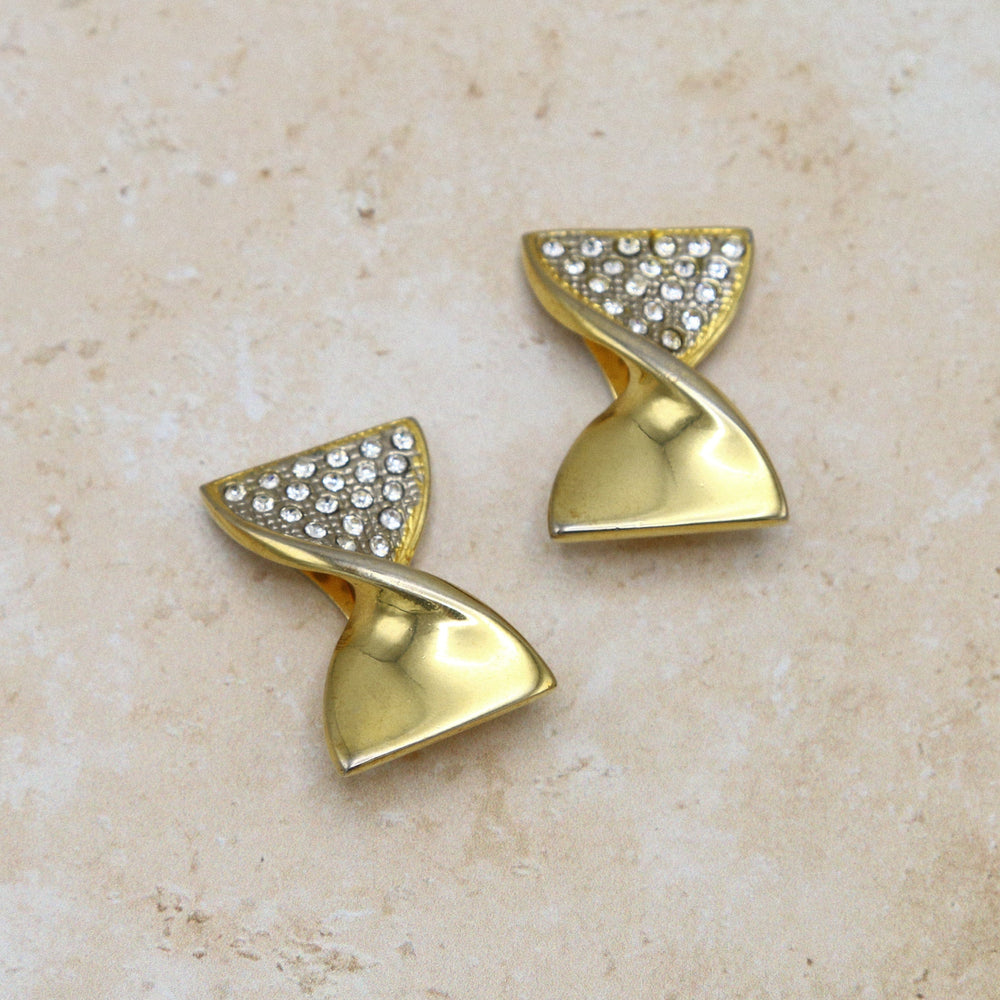 Earrings Vintage Mixed Pave Cluster Bow Clip On Earrings Orelia Jewellery