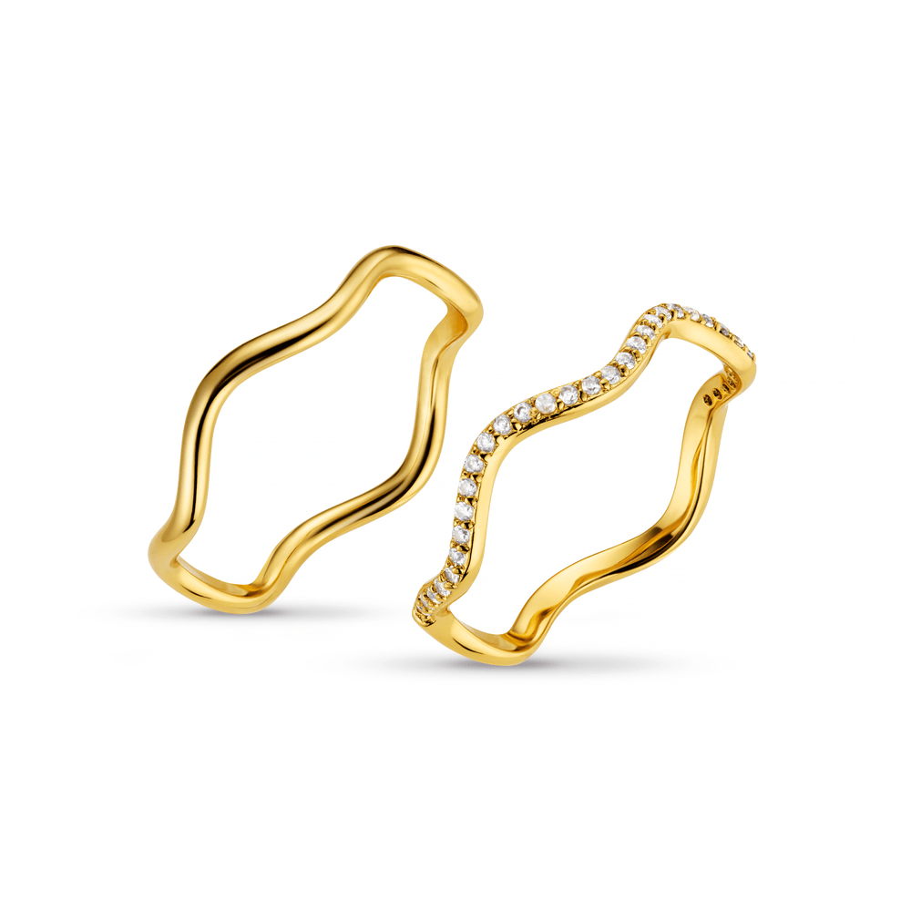 Fine Pave Wave Stacking Ring Set Orelia Jewellery