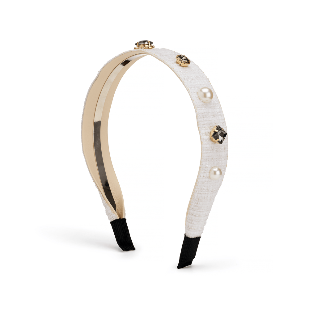 Hair Accessories Cream Tweed Embellished Headband Orelia Jewellery