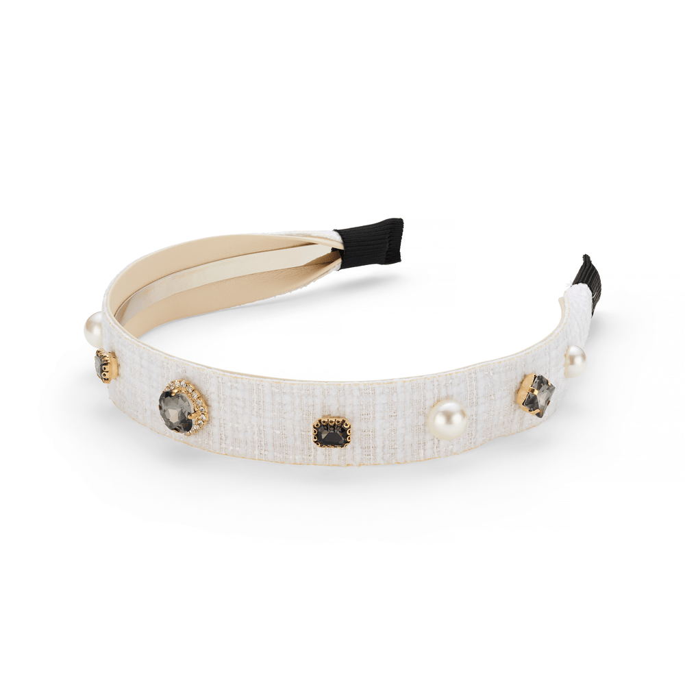 Hair Accessories Cream Tweed Embellished Headband Orelia Jewellery