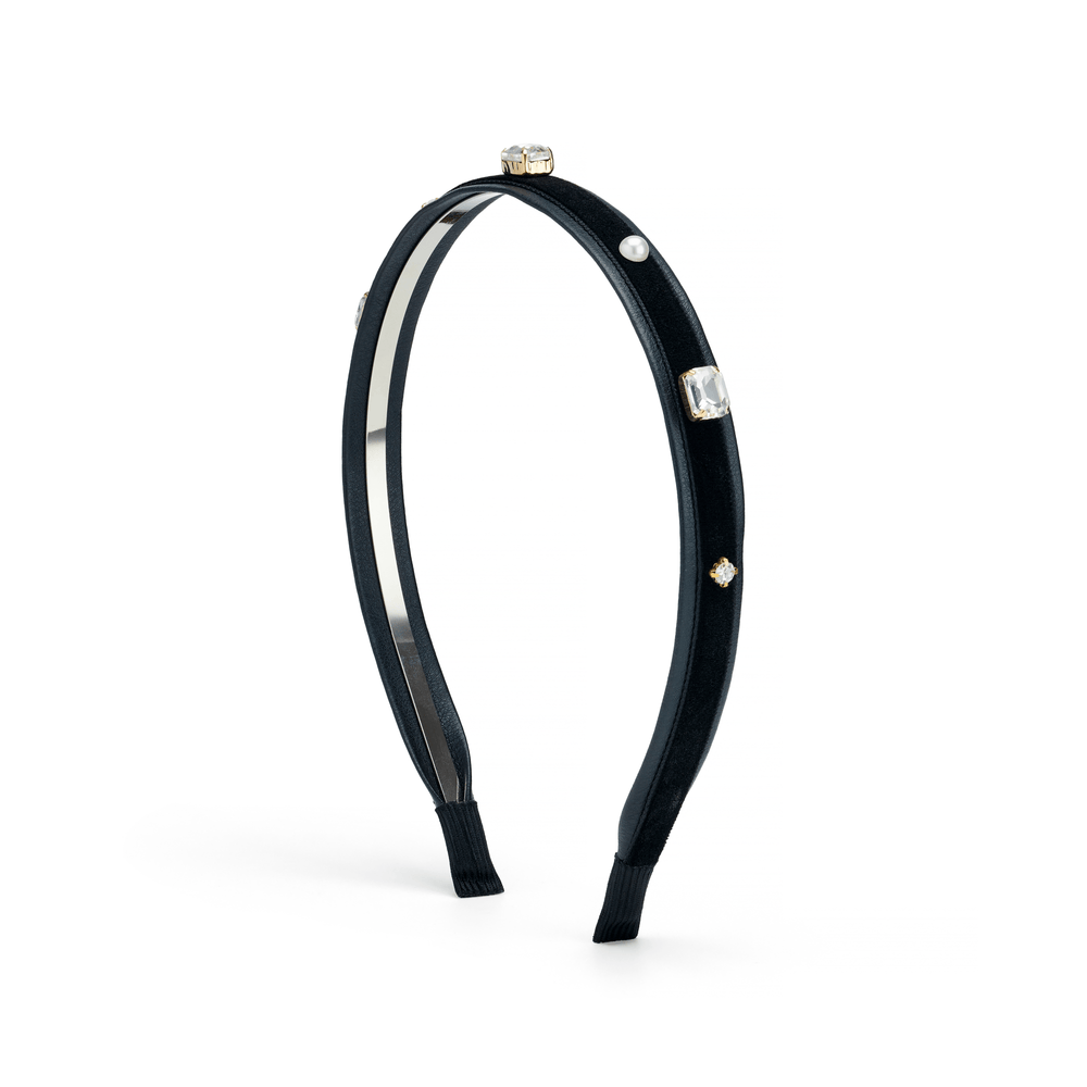 Hair Accessories Crystal & Pearl Embellished Velvet Headband Orelia Jewellery