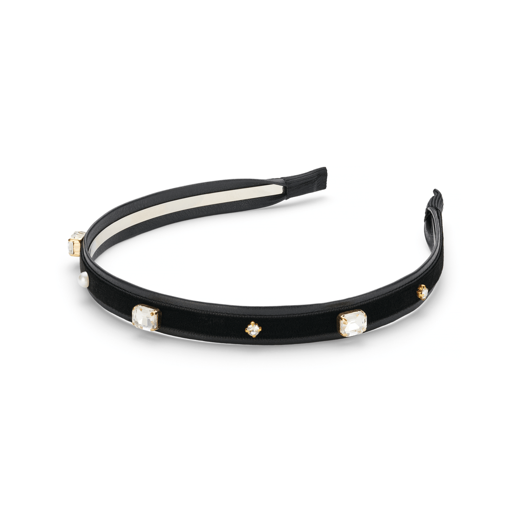 Hair Accessories Crystal & Pearl Embellished Velvet Headband Orelia Jewellery