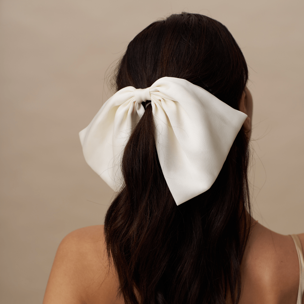 Hair Clip / Claw Oversized Bow Barrette - Cream Orelia Jewellery