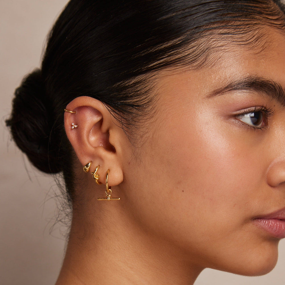 Hoop Earrings Dainty T-Bar Knot Hoop Earrings - Gold Orelia Jewellery