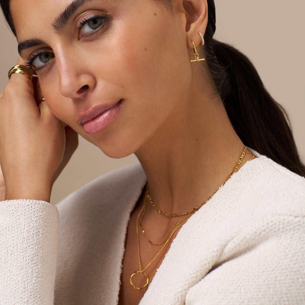Hoop Earrings Dainty T-Bar Knot Hoop Earrings - Gold Orelia Jewellery