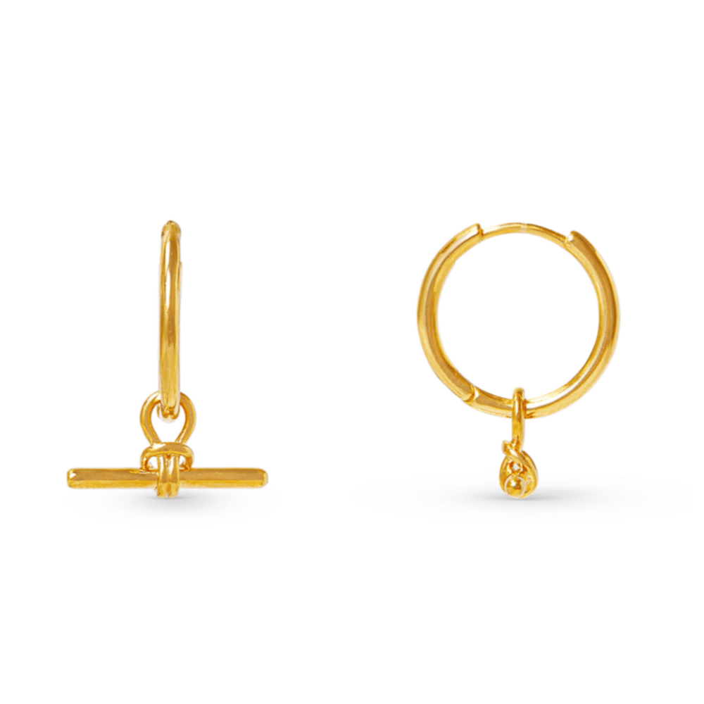 Hoop Earrings Dainty T-Bar Knot Hoop Earrings - Gold Orelia Jewellery