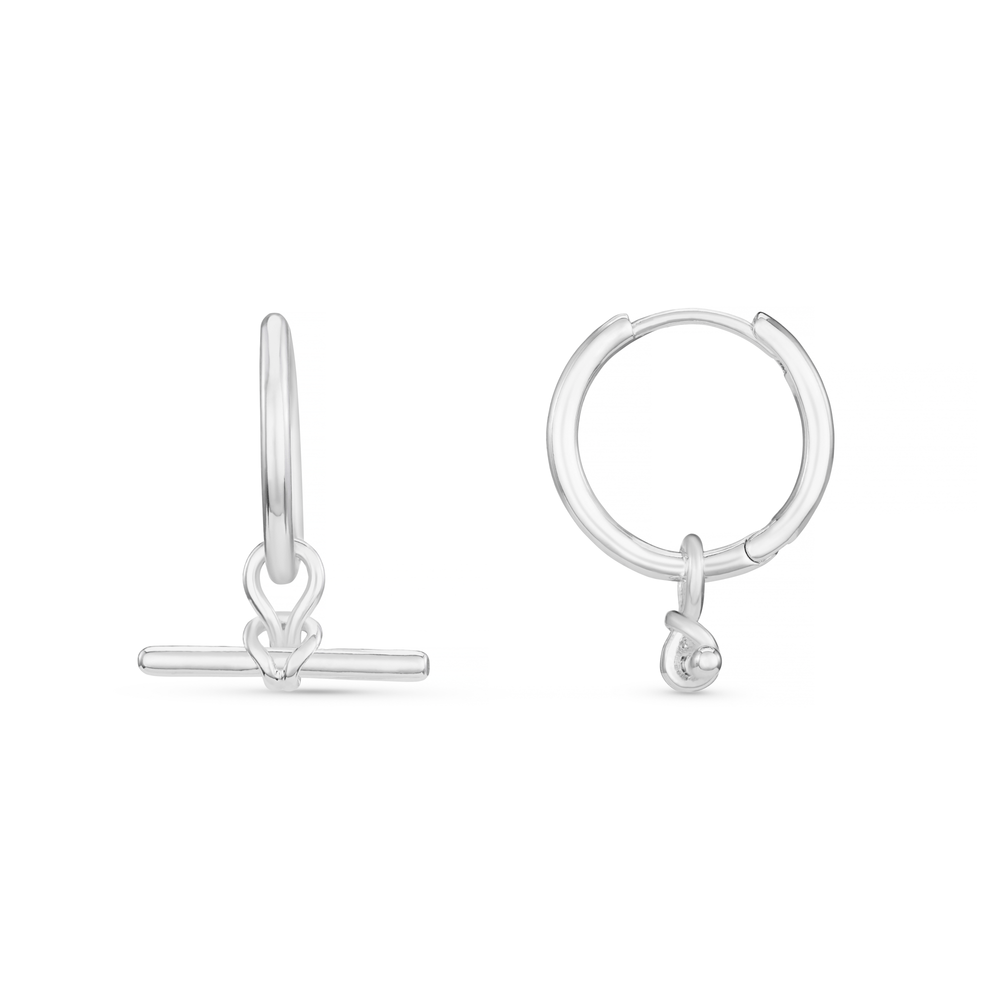 Hoop Earrings Dainty T-Bar Knot Hoop Earrings - Silver Orelia Jewellery