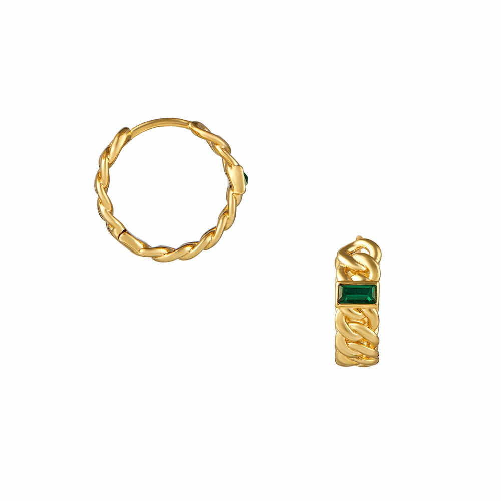 Hoop Earrings Emerald Baguette Chain Hoop Earrings Orelia Jewellery