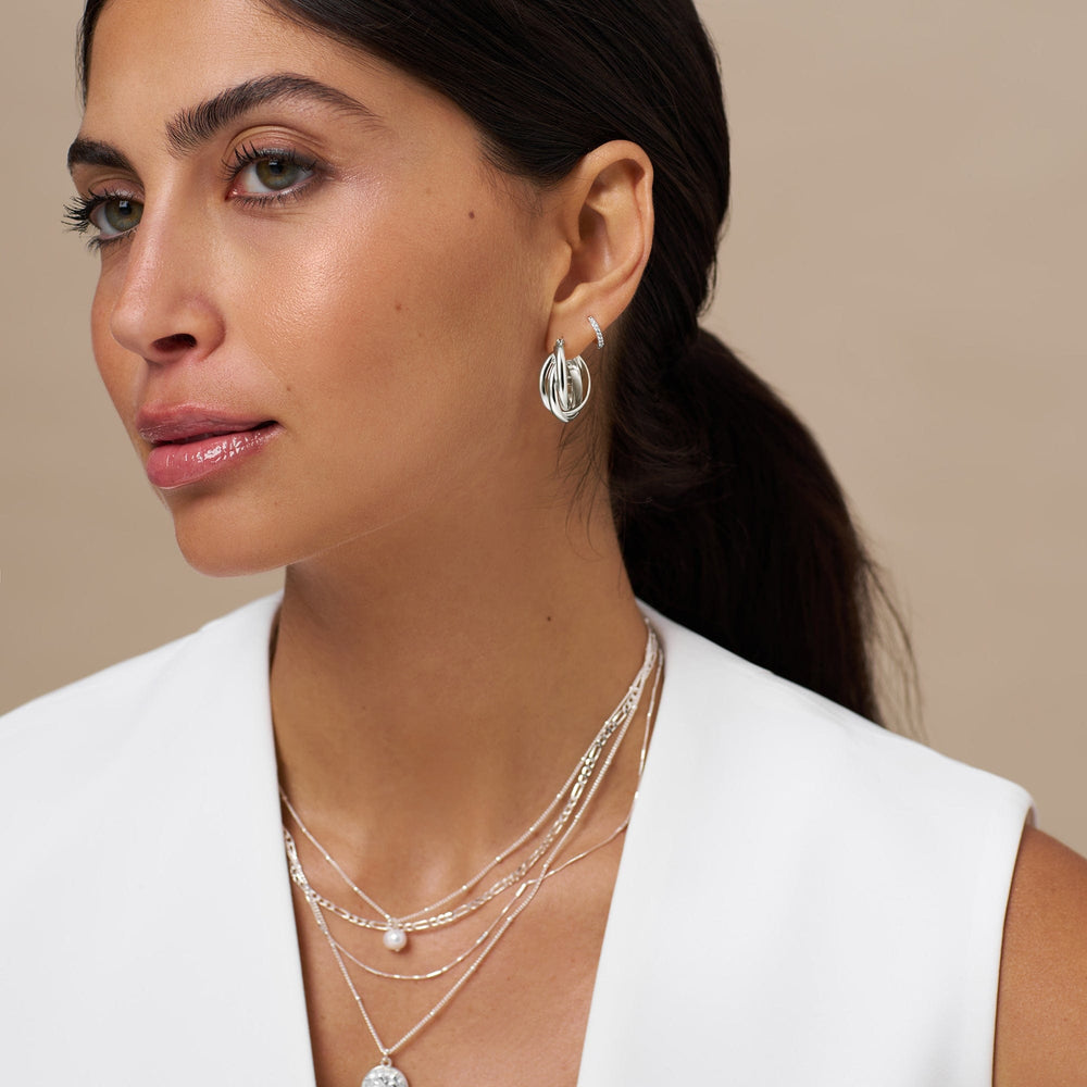 Hoop Earrings Interlocking Hoop Earrings - Silver Orelia Jewellery